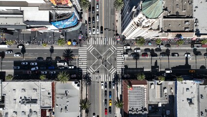 Walk Of Fame At Los Angeles In California United States. Hollywood Boulevard Landscape....