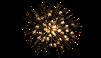 Romatnisches Feuerwerk vor schwarzem Hintergrund bei Nacht, Herz, Gold, Schwarz - obrazy, fototapety, plakaty