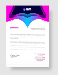corporate business Abstract style blue and magenta  gradient color letterhead design template.