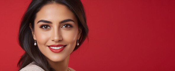 Fototapeta premium Beautiful Moroccan good woman nice fashion half body eye contact