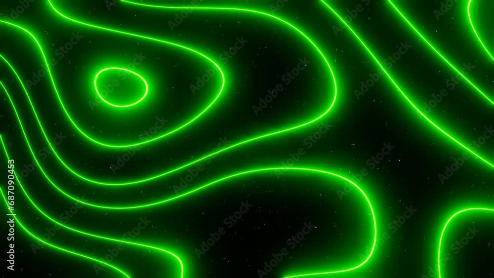 Poster 3d animated groovy y2k green neon shine abstract glowing lines in space. calming seamless vj loop an