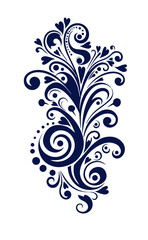vintage baroque. Blue curls on a white background. Vector illustration