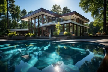 Unwind in style at this upscale, high-tech house, featuring cutting-edge design elements