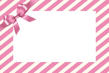 Pink diagonal lines pattern with ribbon with copy space area
