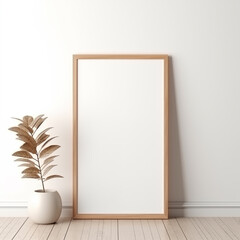Minimalist Composition with Dried Botanicals and Wooden Frame ,Frame mock up