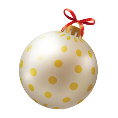 Merry Christmas or Xmas ornaments Glass ball for Christmas tree decorations, ball with golden ribbon isolated on transparent. Realistic 3d design. vector illustration