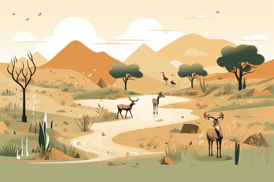 A 3d illustration for wildlife safari and jungle