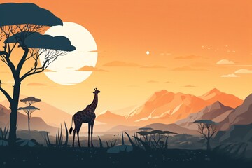 Naklejka premium A graphic illustration poster or banner for a wildlife safari