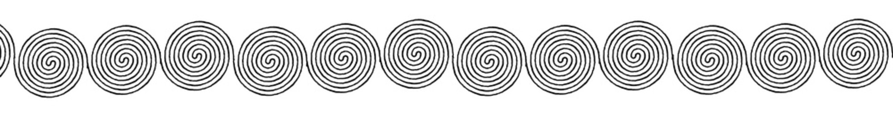 Border of sloppy hand drawn spirals. Frame garland flag. Decoration element. Decorate the edges of paper, cloth, carpet