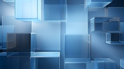 Abstract background made of blue glass cubes. 3d rendering, 3d illustration.