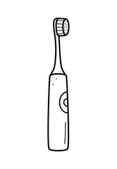 Doodle icons for oral and dental care. Vector illustration electric toothbrush. Isolated on a white background.