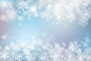 Naklejka na ściany i meble Christmas motif with snowflakes on a gray background.