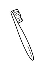 Doodle icons for oral and dental care. Vector illustration toothbrush. Isolated on a white background.