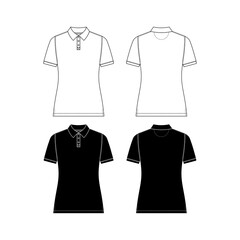 Set of vector polo shirt. Women's shirt template isolated on white background.