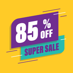 Eighty five 85% percent purple and green sale tag vector