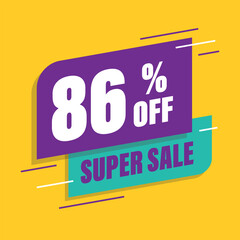 Eighty six 86% percent purple and green sale tag vector