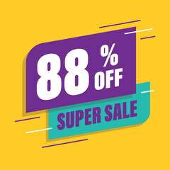Eighty eight 88% percent purple and green sale tag vector