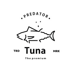 vintage retro hipster tuna logo vector outline monoline art icon