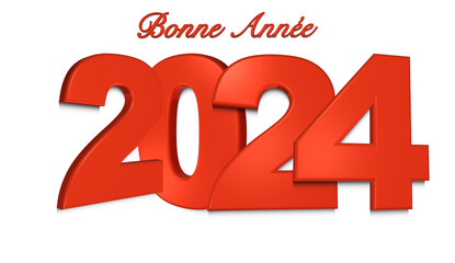 2024 3D rouge fond blanc