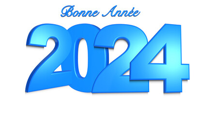 2024 3D bleu fond blanc