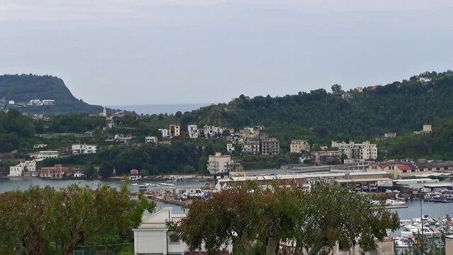 The bay of Baia with the Aragonese Castle on the promontory, Naples, Italy.