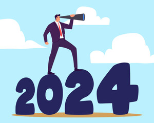 Year 2024 business outlook, forecast or plan ahead, vision for future success, new year goal or achievement, company target or hope concept