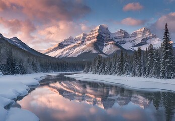 Northern Symphony: Canada's Banff National Park Winter Serenity - obrazy, fototapety, plakaty