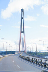 The road leading to the suspension bridge over the sea