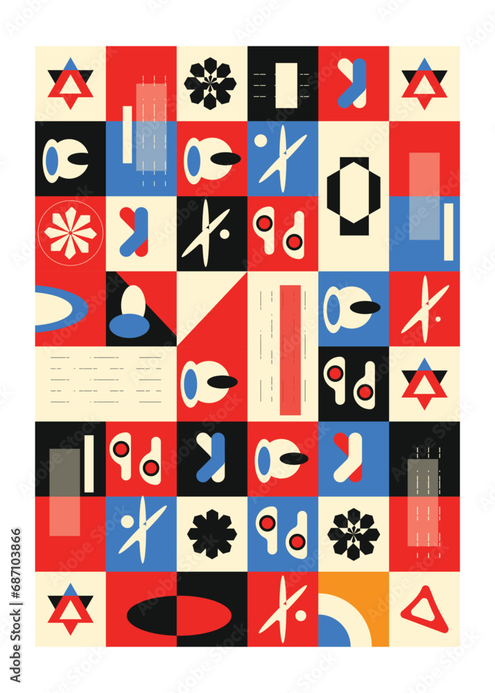 Poster neo geo pattern background design vector, abstract background design, colorful geometric pattern