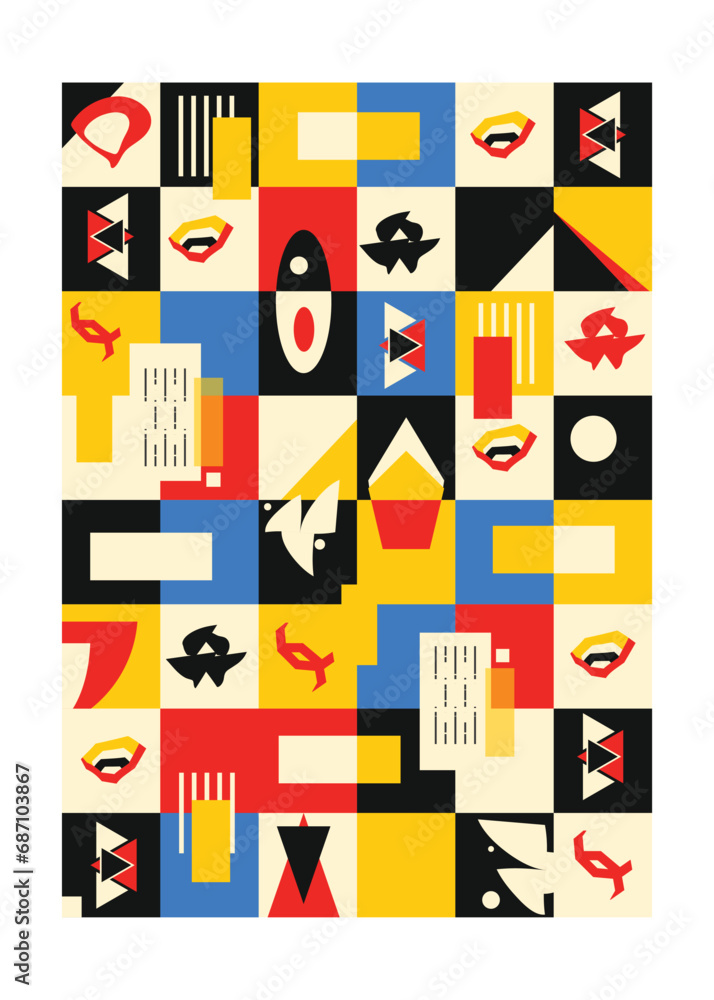Poster neo geo pattern background design vector, abstract background design, colorful geometric pattern