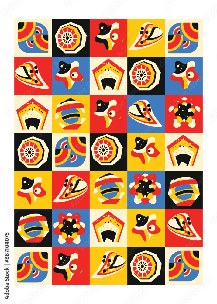 Poster neo geo geometric pattern design, colorful geometric pattern, abstract pattern background design vec