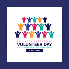 Vector illustration of International Volunteer Day social media feed template