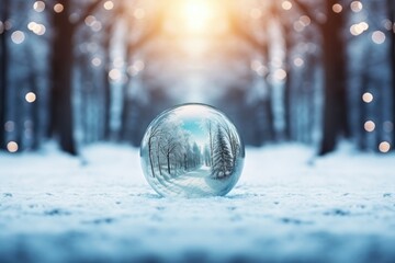 Fototapeta na wymiar christmas glass ball on winter background