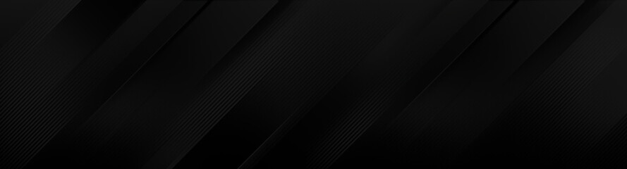 Black luxury background with grey shadow diagonal stripes. Dark elegant dynamic abstract BG. Trendy geometric neumorphism. Universal minimal 3d sale modern backdrop. Amazing deluxe business template - obrazy, fototapety, plakaty