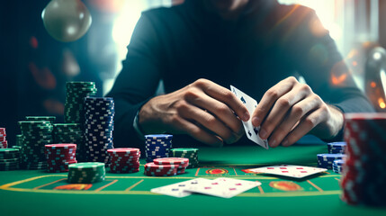 Casino gambling poker people and entertainment - obrazy, fototapety, plakaty