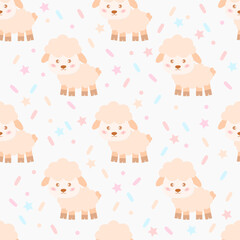 Seamless Pattern. Sheep baby on white background . vector , illustration.