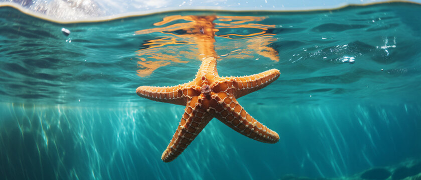 Closeup of a Starfish in water
