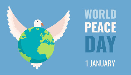 World Peace Day, January 1st Vector illustration for banners, posters, wallpapers, media, print.