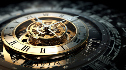 close up of  premium clock gears, luxury and precision