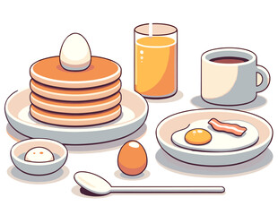 Breakfast vector cartoon isolated on a white background
