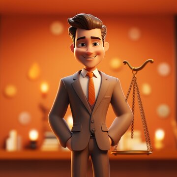 3d cartoon Character of Lawyer