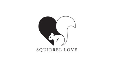 Squirrel, love, logo, minimal logo