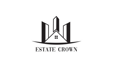 Estate crown, real estate logo, minimal logo