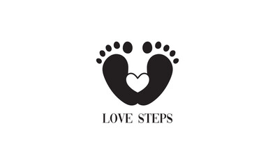 footprints, love steps, steps logo, love logo