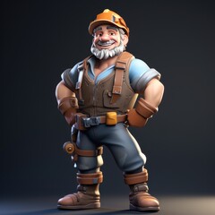 Obraz premium 3d cartoon Character of Miner