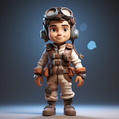 3d cartoon Character of Pilot