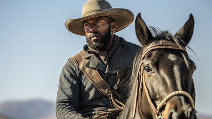 Black cowboy on a horse