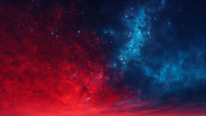Fototapeta na wymiar Celestial red and blue sky full of stars , science nebula milky way infinity earth solar 