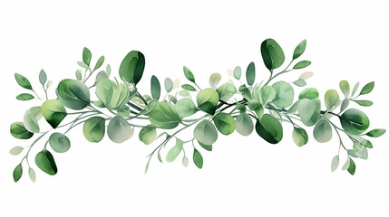 Watercolor eucalyptus leaf frame. Floristic design elements for floristics. Hand drawn illustration for Greeting card. Floral print. Plant painted background.