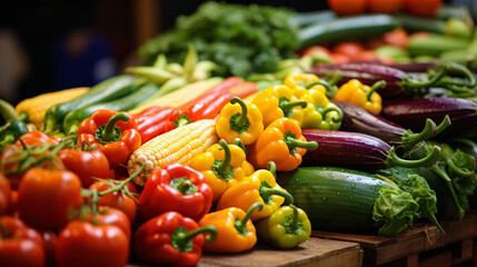 Close up Fresh vegetables displayed in tradition